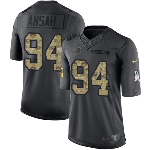 Nike Lions #94 Ziggy Ansah Black Youth Stitched NFL Limited 2016 Salute to Service Jersey