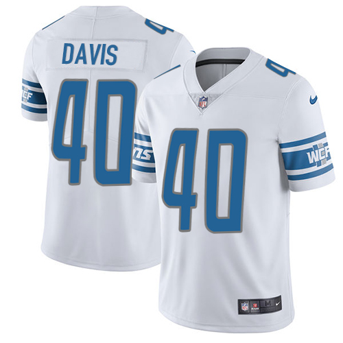 Nike Lions #40 Jarrad Davis White Youth Stitched NFL Vapor Untouchable Limited Jersey - Click Image to Close