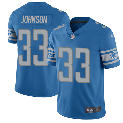 Nike Lions #33 Kerryon Johnson Light Blue Team Color Youth Stitched NFL Vapor Untouchable Limited Jersey - Click Image to Close