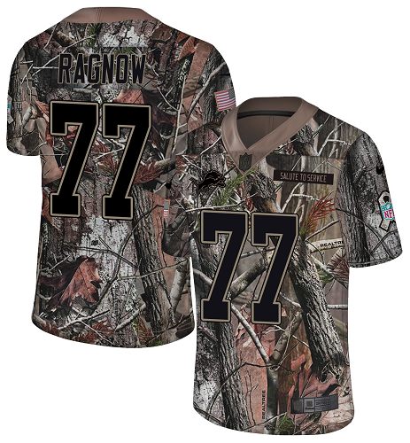 Nike Lions #77 Frank Ragnow Camo Youth Stitched NFL Limited Rush Realtree Jersey