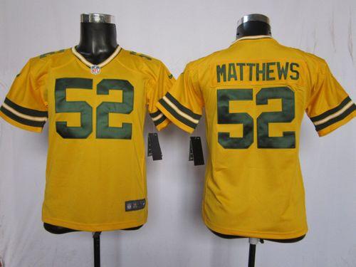 Nike Packers #52 Clay Matthews Yellow Alternate Youth Stitched NFL Elite Jersey