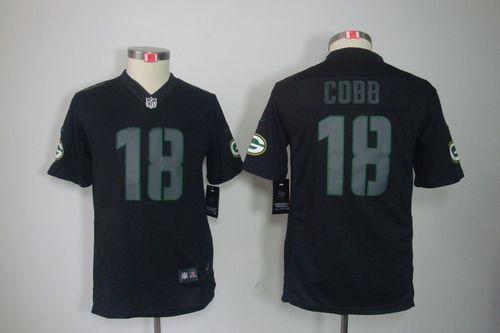 Nike Packers #18 Randall Cobb Black Impact Youth Stitched NFL Limited Jersey