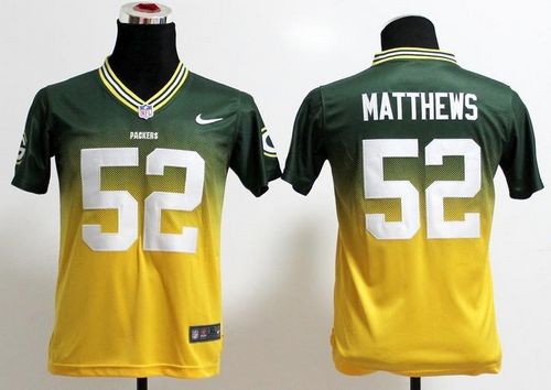 Nike Packers #52 Clay Matthews Green/Gold Youth Stitched NFL Elite Fadeaway Fashion Jersey