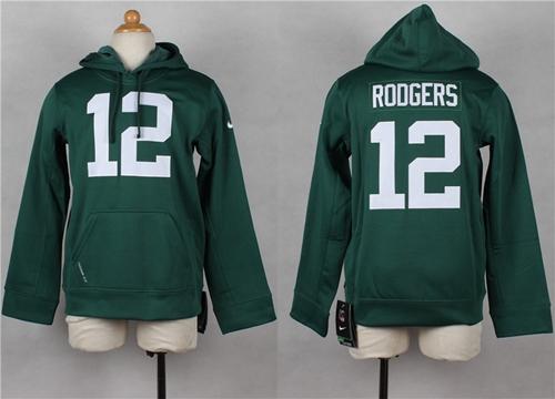 Nike Packers #12 Aaron Rodgers Green Youth Pullover NFL Hoodie