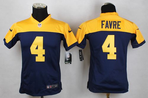 Nike Packers #4 Brett Favre Navy Blue Alternate Youth Stitched NFL New Elite Jersey