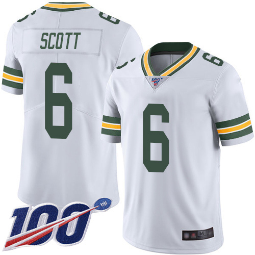 Packers #6 JK Scott White Youth Stitched Football 100th Season Vapor Limited Jersey