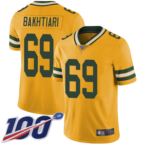 Packers #69 David Bakhtiari Yellow Youth Stitched Football Limited Rush 100th Season Jersey - Click Image to Close