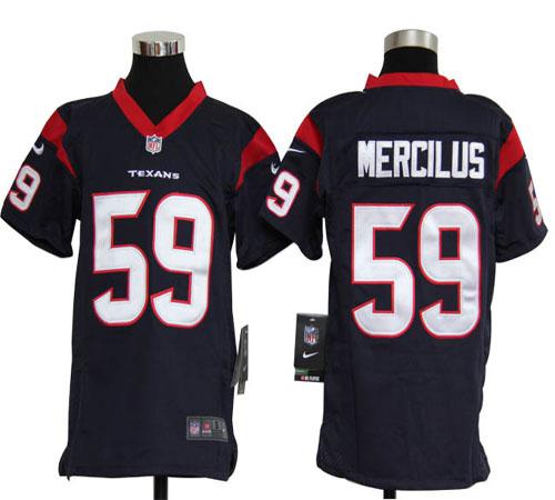 Nike Texans #59 Whitney Mercilus Navy Blue Team Color Youth Stitched NFL Elite Jersey