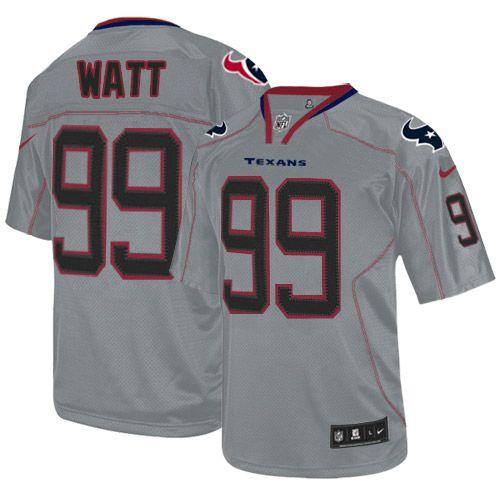 Nike Texans #99 J.J. Watt Lights Out Grey Youth Stitched NFL Elite Jersey - Click Image to Close