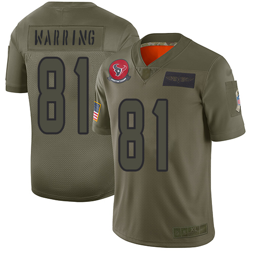 Texans #81 Kahale Warring Camo Youth Stitched Football Limited 2019 Salute to Service Jersey