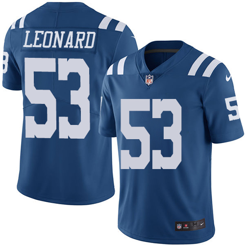 Nike Colts #53 Darius Leonard Royal Blue Team Color Youth Stitched NFL Vapor Untouchable Limited Jersey - Click Image to Close