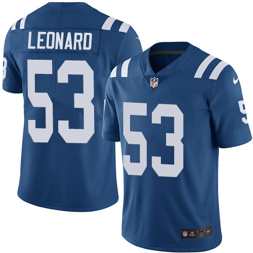 Nike Colts #53 Darius Leonard Royal Blue Youth Stitched NFL Limited Rush Jersey - Click Image to Close