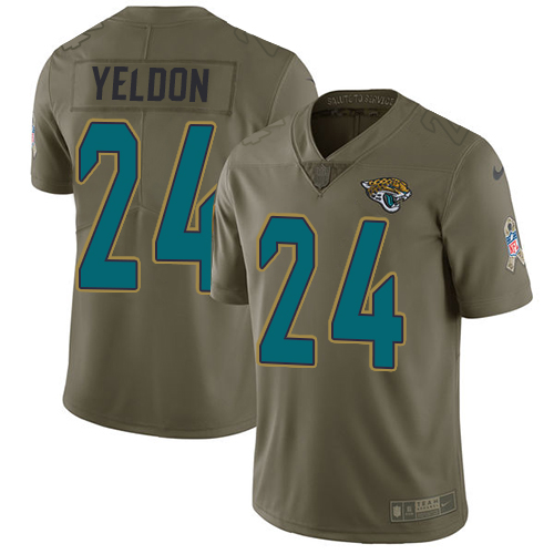 Nike Jaguars #24 T.J. Yeldon Olive Youth Stitched NFL Limited 2017 Salute to Service Jersey