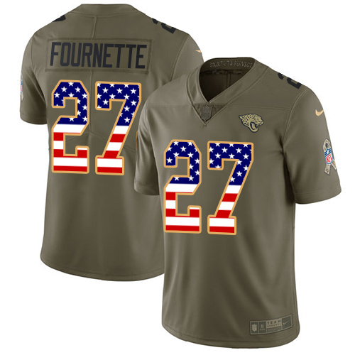 Nike Jaguars #27 Leonard Fournette Olive/USA Flag Youth Stitched NFL Limited 2017 Salute to Service Jersey