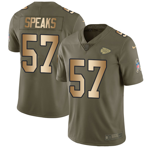 Nike Chiefs #57 Breeland Speaks Olive/Gold Youth Stitched NFL Limited 2017 Salute to Service Jersey - Click Image to Close