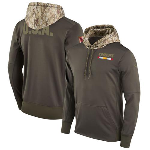 Youth Kansas City Chiefs Nike Olive Salute to Service Sideline Therma Pullover Hoodie