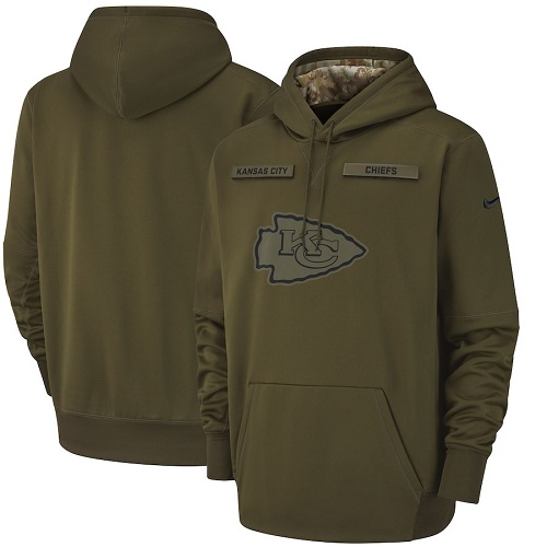 Youth Kansas City Chiefs Nike Olive Salute to Service Sideline Therma Performance Pullover Hoodie