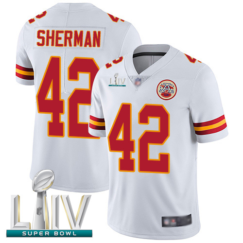 Chiefs #42 Anthony Sherman White Super Bowl LIV Bound Youth Stitched Football Vapor Untouchable Limited Jersey - Click Image to Close