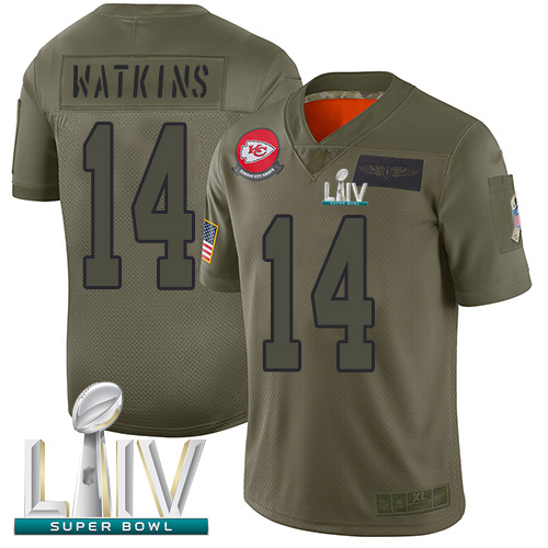 Chiefs #14 Sammy Watkins Camo Super Bowl LIV Bound Youth Stitched Football Limited 2019 Salute to Service Jersey