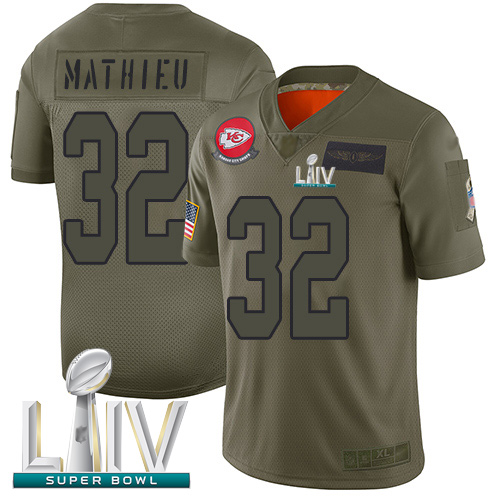 Chiefs #32 Tyrann Mathieu Camo Super Bowl LIV Bound Youth Stitched Football Limited 2019 Salute to Service Jersey - Click Image to Close