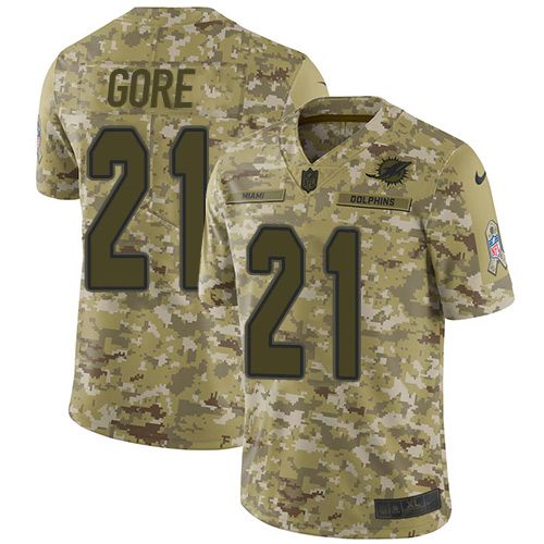 Nike Dolphins #21 Frank Gore Camo Youth Stitched NFL Limited 2018 Salute to Service Jersey