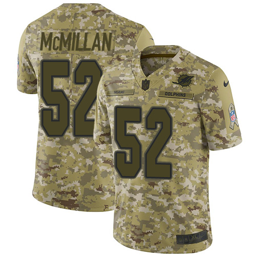 Nike Dolphins #52 Raekwon McMillan Camo Youth Stitched NFL Limited 2018 Salute to Service Jersey - Click Image to Close