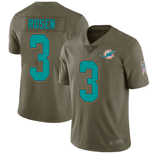 Dolphins #3 Josh Rosen Olive Youth Stitched Football Limited 2017 Salute to Service Jersey - Click Image to Close