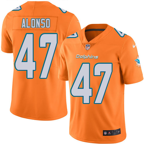 Nike Dolphins #47 Kiko Alonso Orange Youth Stitched NFL Limited Rush Jersey - Click Image to Close