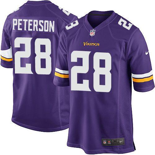 Nike Vikings #28 Adrian Peterson Purple Team Color Youth Stitched NFL Elite Jersey