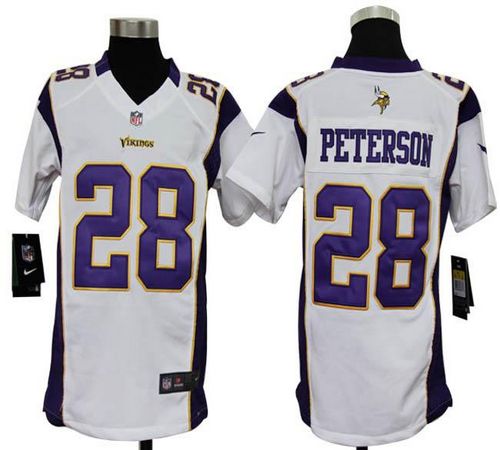 Nike Vikings #28 Adrian Peterson White Youth Stitched NFL Elite Jersey