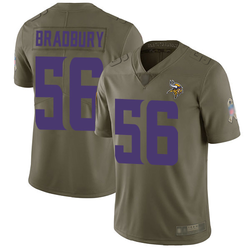 Vikings #56 Garrett Bradbury Olive Youth Stitched Football Limited 2017 Salute to Service Jersey