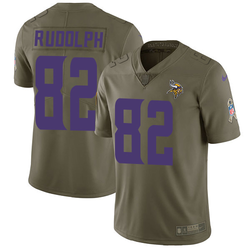 Nike Vikings #82 Kyle Rudolph Olive Youth Stitched NFL Limited 2017 Salute to Service Jersey - Click Image to Close