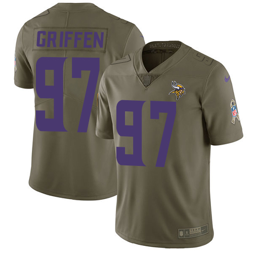 Nike Vikings #97 Everson Griffen Olive Youth Stitched NFL Limited 2017 Salute to Service Jersey - Click Image to Close