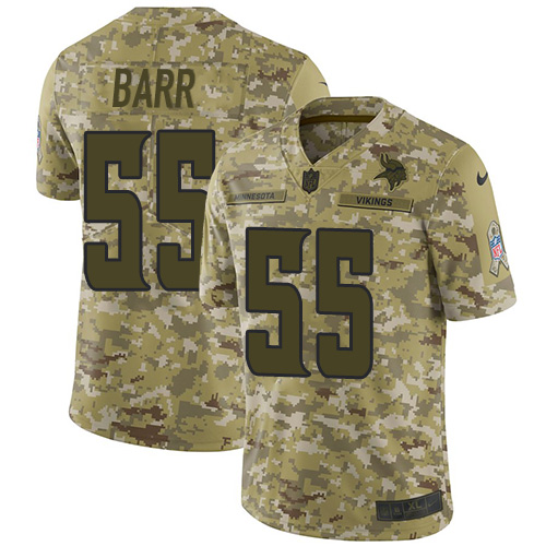 Nike Vikings #55 Anthony Barr Camo Youth Stitched NFL Limited 2018 Salute to Service Jersey - Click Image to Close