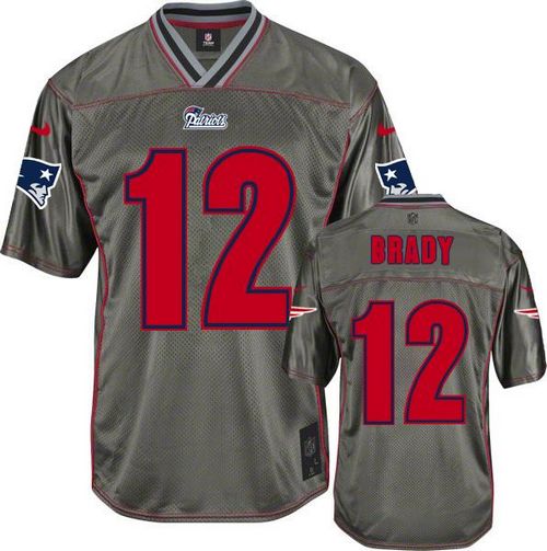 Nike Patriots #12 Tom Brady Grey Youth Stitched NFL Elite Vapor Jersey - Click Image to Close