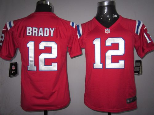 Nike Patriots #12 Tom Brady Red Alternate Youth Stitched NFL Elite Jersey - Click Image to Close