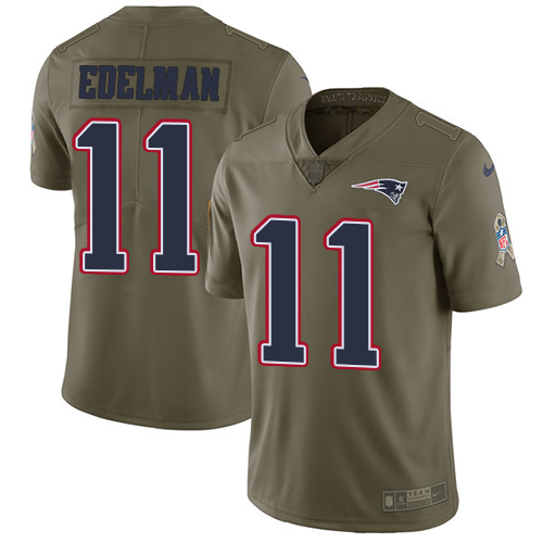 Nike Patriots #11 Julian Edelman Olive Youth Stitched NFL Limited 2017 Salute to Service Jersey