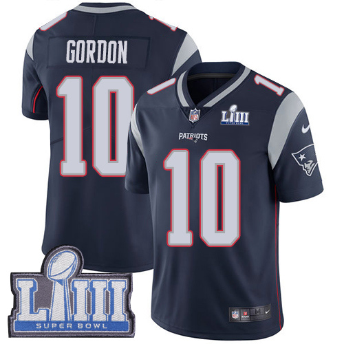 Nike Patriots #10 Josh Gordon Navy Blue Team Color Super Bowl LIII Bound Youth Stitched NFL Vapor Untouchable Limited Jersey - Click Image to Close