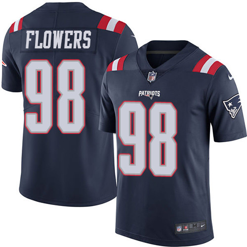 Nike Patriots #98 Trey Flowers Navy Blue Youth Stitched NFL Limited Rush Jersey - Click Image to Close