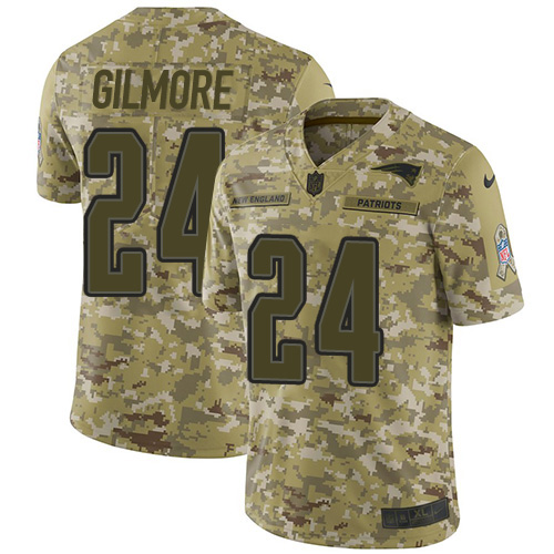 Nike Patriots #24 Stephon Gilmore Camo Youth Stitched NFL Limited 2018 Salute to Service Jersey