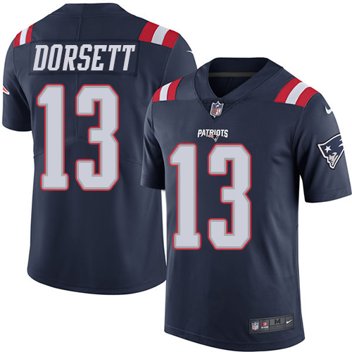 Nike Patriots #13 Phillip Dorsett Navy Blue Youth Stitched NFL Limited Rush Jersey - Click Image to Close