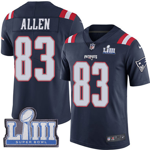 Nike Patriots #83 Dwayne Allen Navy Blue Super Bowl LIII Bound Youth Stitched NFL Limited Rush Jersey