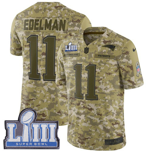 Nike Patriots #11 Julian Edelman Camo Super Bowl LIII Bound Youth Stitched NFL Limited 2018 Salute to Service Jersey