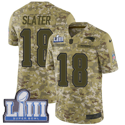 Nike Patriots #18 Matt Slater Camo Super Bowl LIII Bound Youth Stitched NFL Limited 2018 Salute to Service Jersey