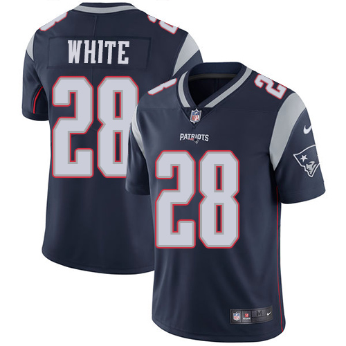 Nike Patriots #28 James White Navy Blue Team Color Youth Stitched NFL Vapor Untouchable Limited Jersey - Click Image to Close