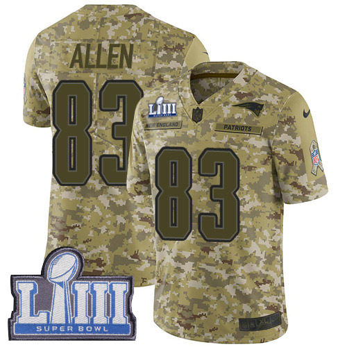 Nike Patriots #83 Dwayne Allen Camo Super Bowl LIII Bound Youth Stitched NFL Limited 2018 Salute to Service Jersey