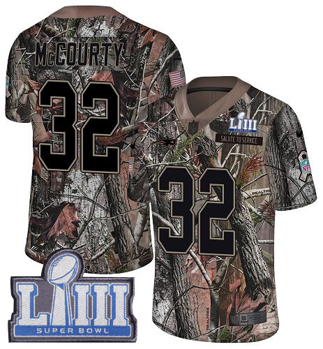 Nike Patriots #32 Devin McCourty Camo Super Bowl LIII Bound Youth Stitched NFL Limited Rush Realtree Jersey