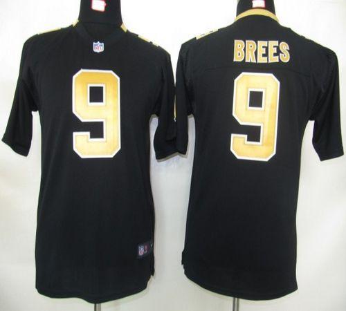 Nike Saints #9 Drew Brees Black Team Color Youth Stitched NFL Elite Jersey