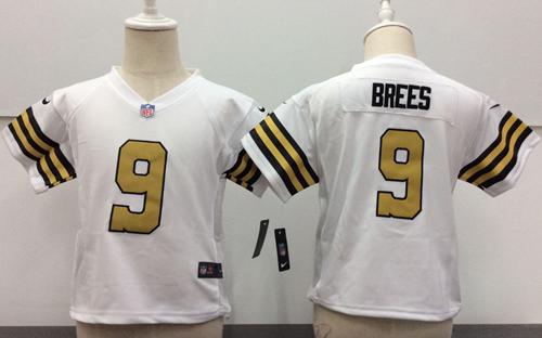 Toddler Nike Saints #9 Drew Brees White Rush Stitched NFL Elite Jersey