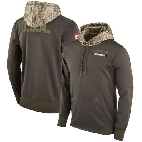 Youth New Orleans Saints Nike Olive Salute to Service Sideline Therma Pullover Hoodie